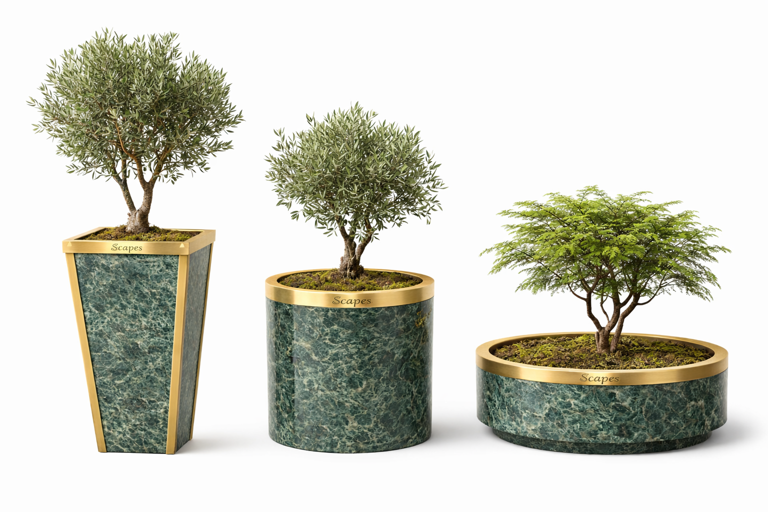 Verde Marble Planter - Cylindrical